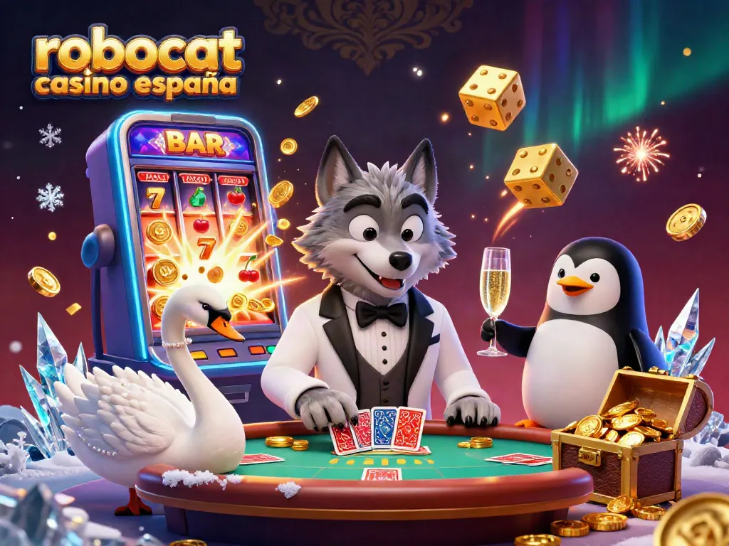 Experience the thrill of robocat casino españa with dynamic 3D illustrations of casino games and characters.