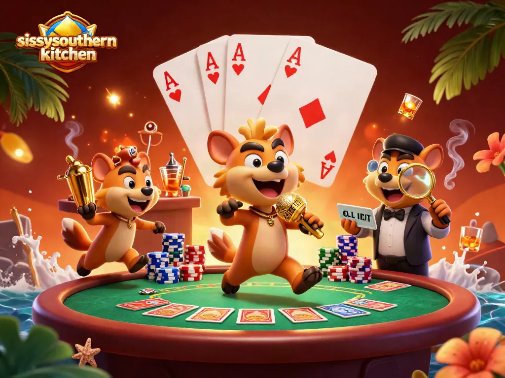 Experience the thrill at sissyssouthernkitchen's cartoon casino with comedic hyenas in action.