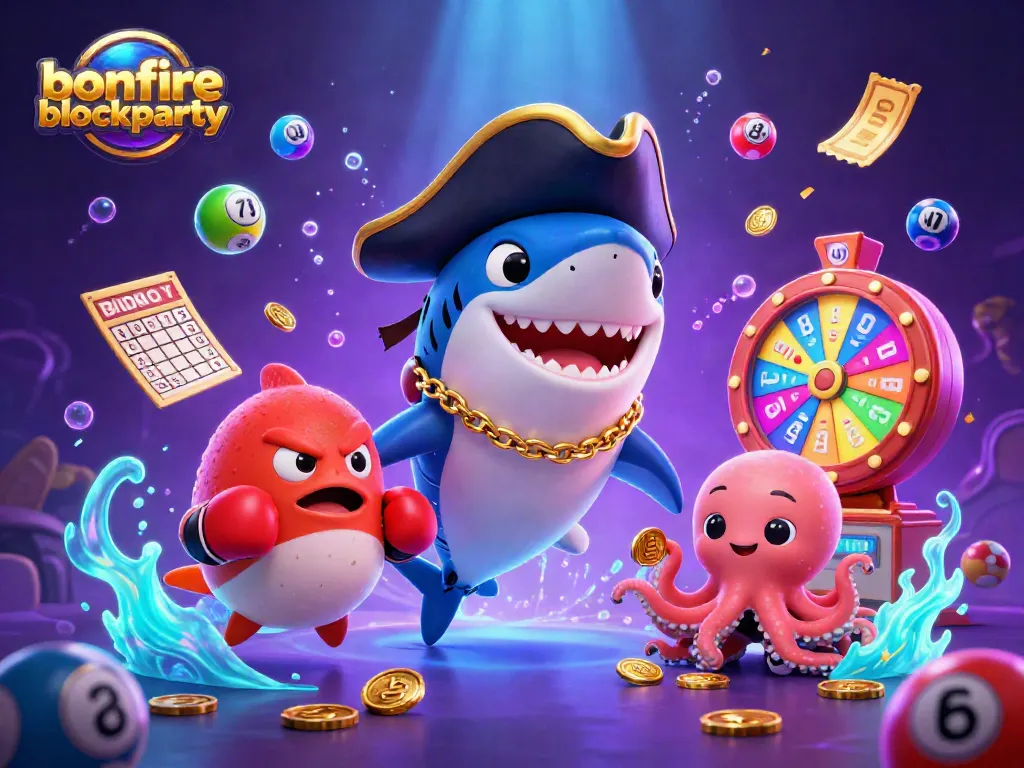 Experience the excitement of bonfireblockparty with dynamic lottery games featuring cute 3D characters.